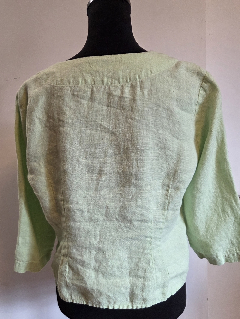 FLAX Linen Lime Green Button Front Jacket Shirt Small - Picture 3 of 8